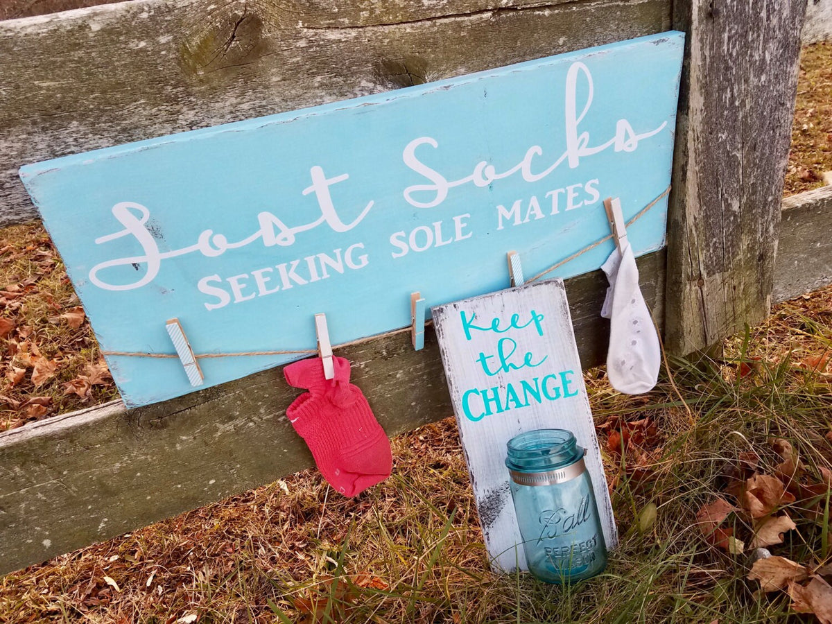 Distressed Hanging Rustic Reclaimed Barnwood Lost Missing Sock Sole Soul Mate