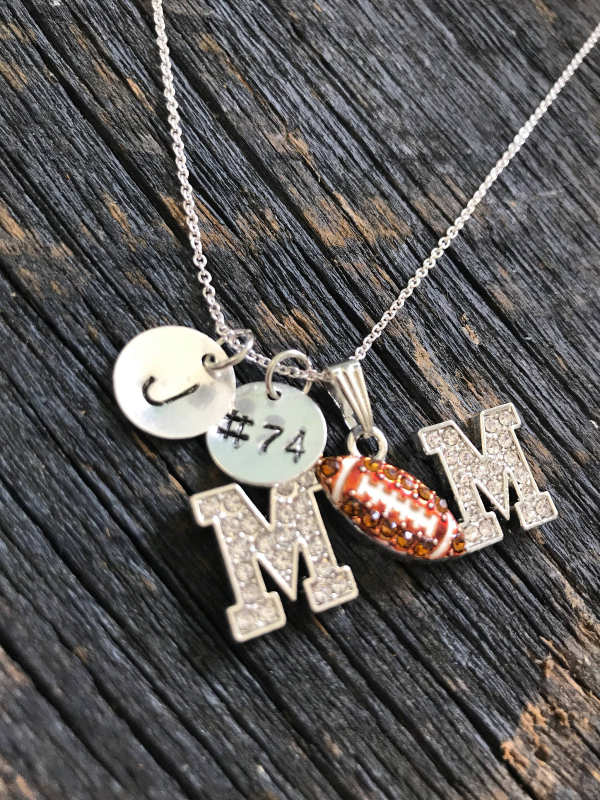 Personalized Football Mom Necklace Hand Stamped Necklace