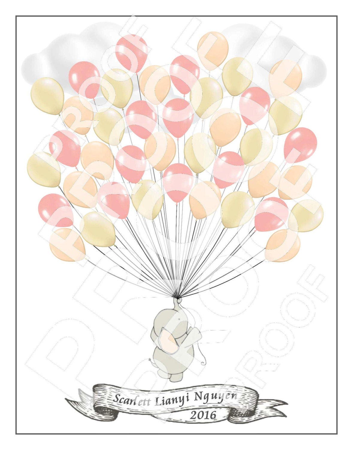 Personalized Blue & Grey Twins Elephant Baby Shower Guest Signing Poster
