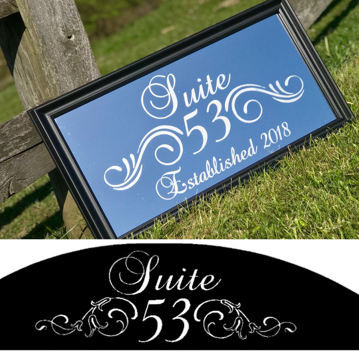 Custom Personalized Logo Mirror, Large Mirror, Personalized Bar Mirror, Custom Engraved Mirror, Black mirror, 12x24