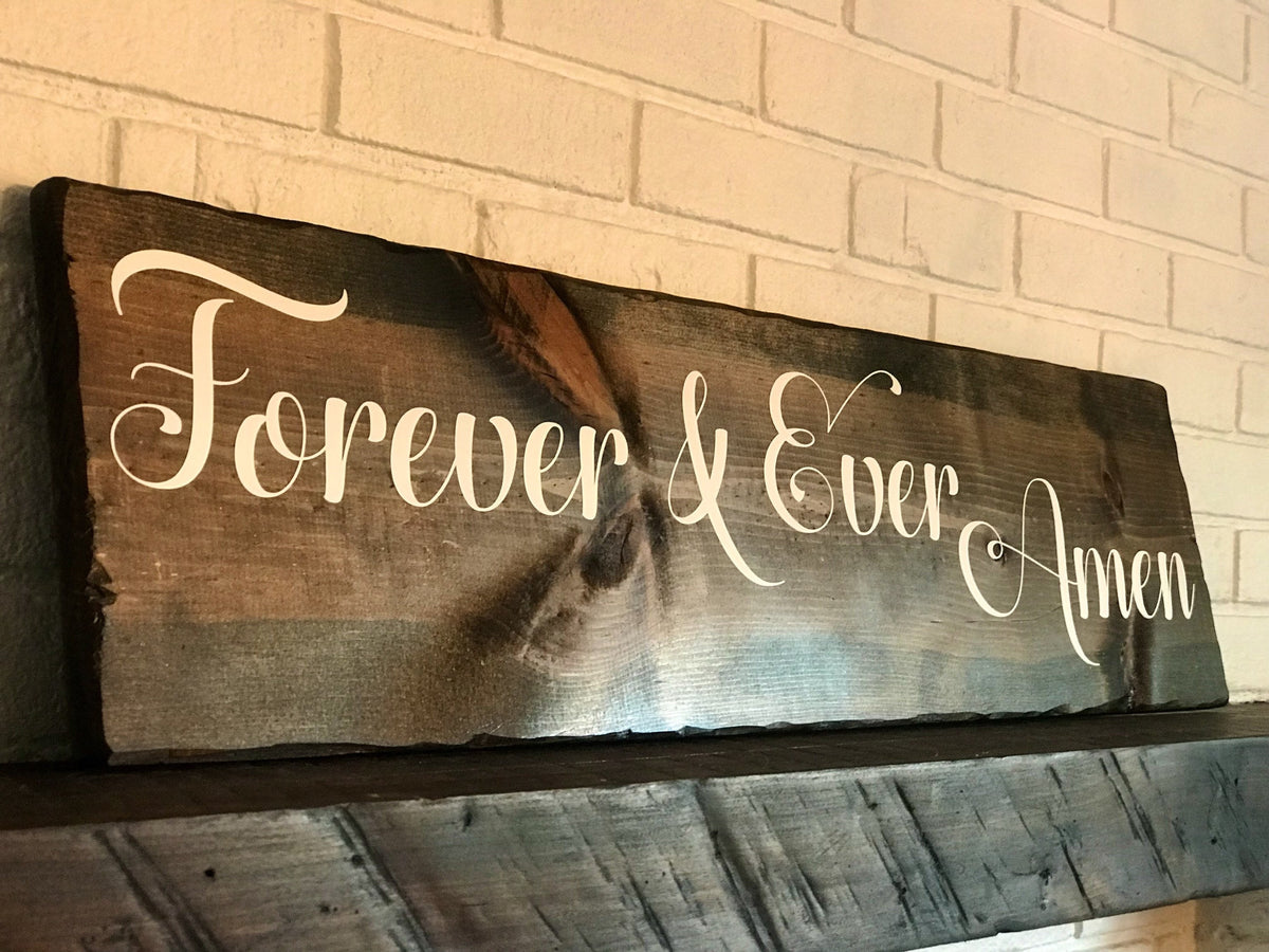 Hanging Rustic Hand Painted Forever and Ever Amen Wood Sign, Wood Wall Decor, Wood Sign, Painted Wood