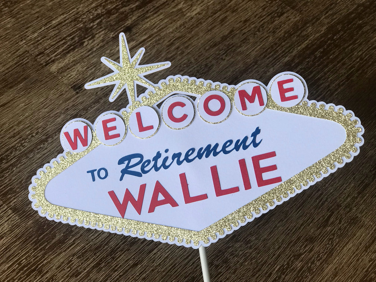 Handmade Vegas Retirement Cake Topper or Centerpiece Stakes, Slot Machine, Las Vegas, Casino