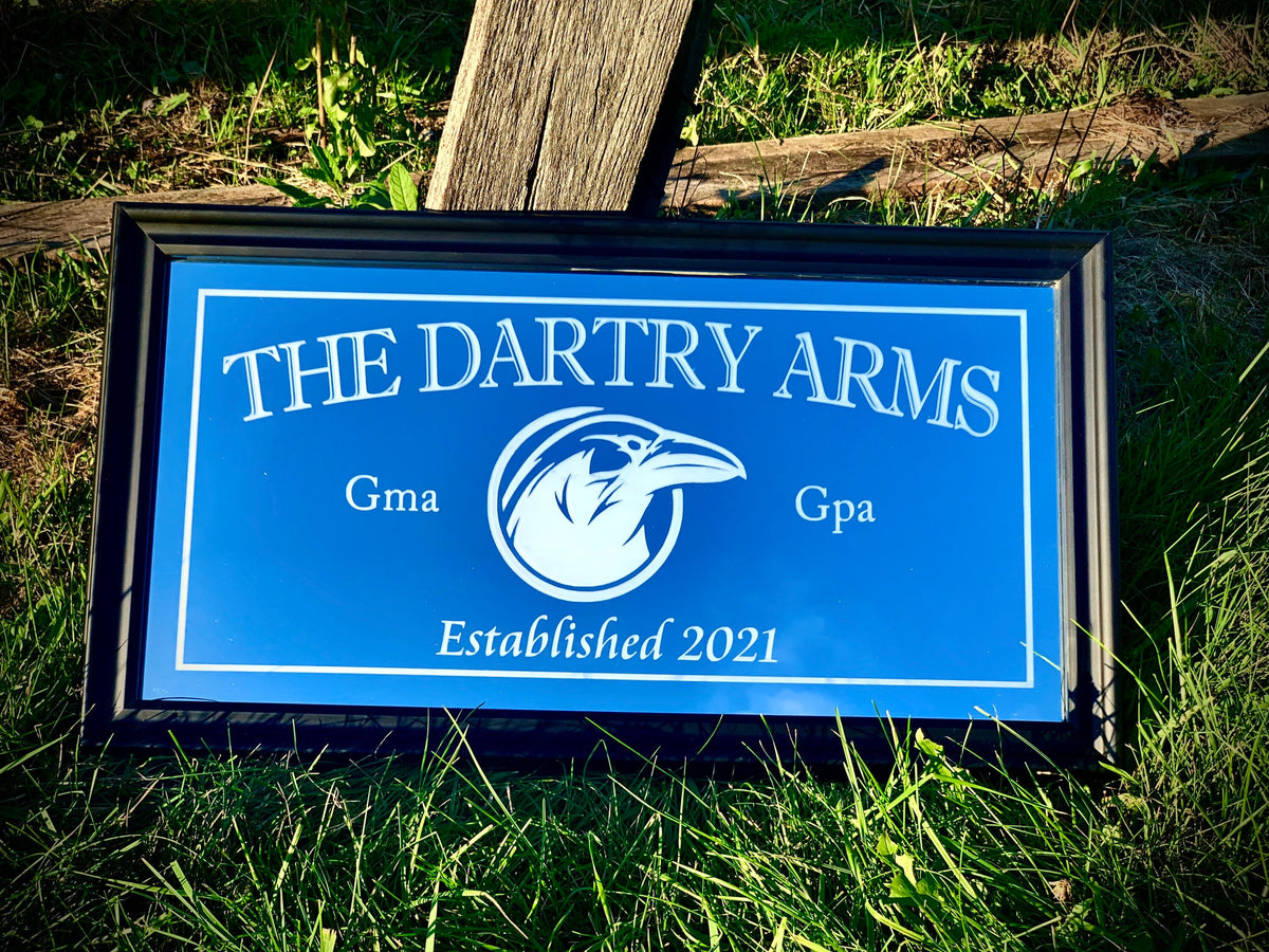 Custom Personalized Raven Bar Mirror|Large Mirror|Personalized Bar Mirror|Custom Engraved Mirror|Black mirror|12x24