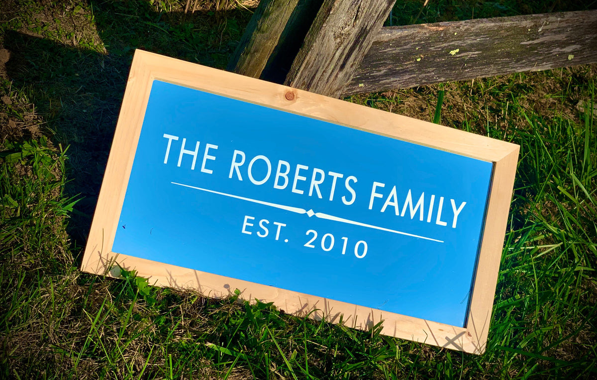 Custom Family Name Sign|Large Mirror|Personalized Bar Mirror|Custom Engraved Mirror|Natural Wood Frame|12x24