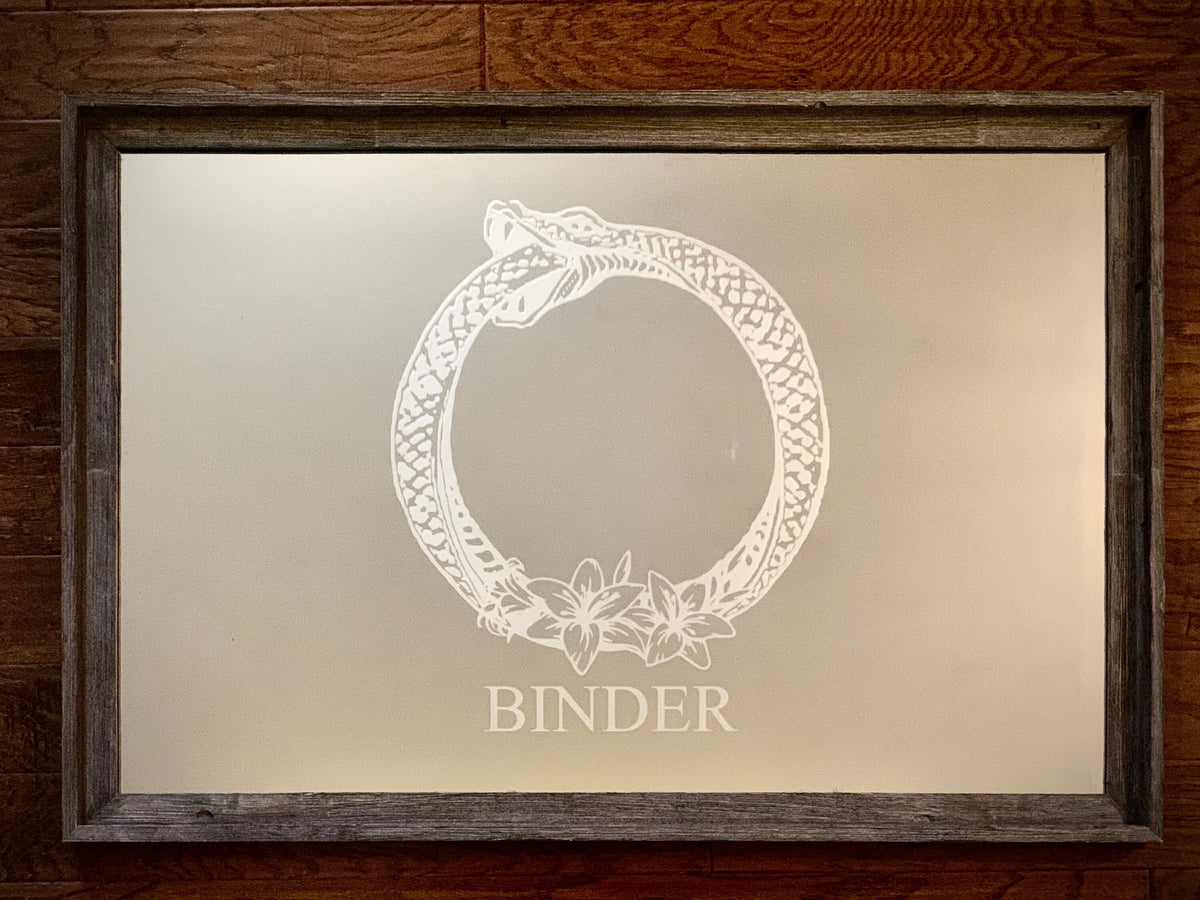 Custom Ouroboros Barnwood Mirror|Custom Snake Bar Mirror|Personalized Lily Flower Sign|Art Deco Decor|Ouroboros Sign|Home Bar Mirror|24x36