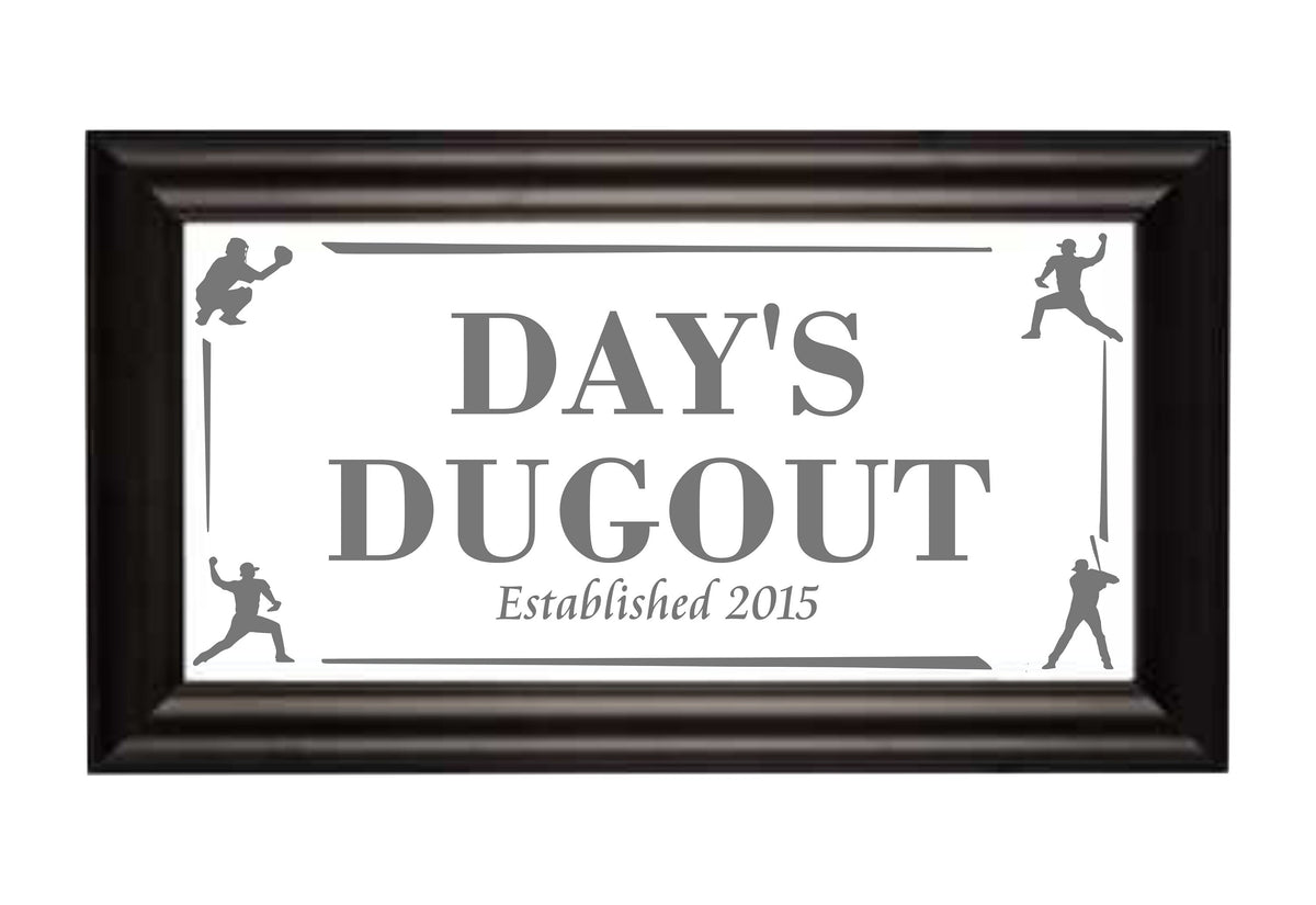 Custom Baseball Wall Mirror|Large Wall Mirror|Personalized Baseball Sign|Custom Engraved Mirror|Black Wall Mirror|Baseball Gift|12x24