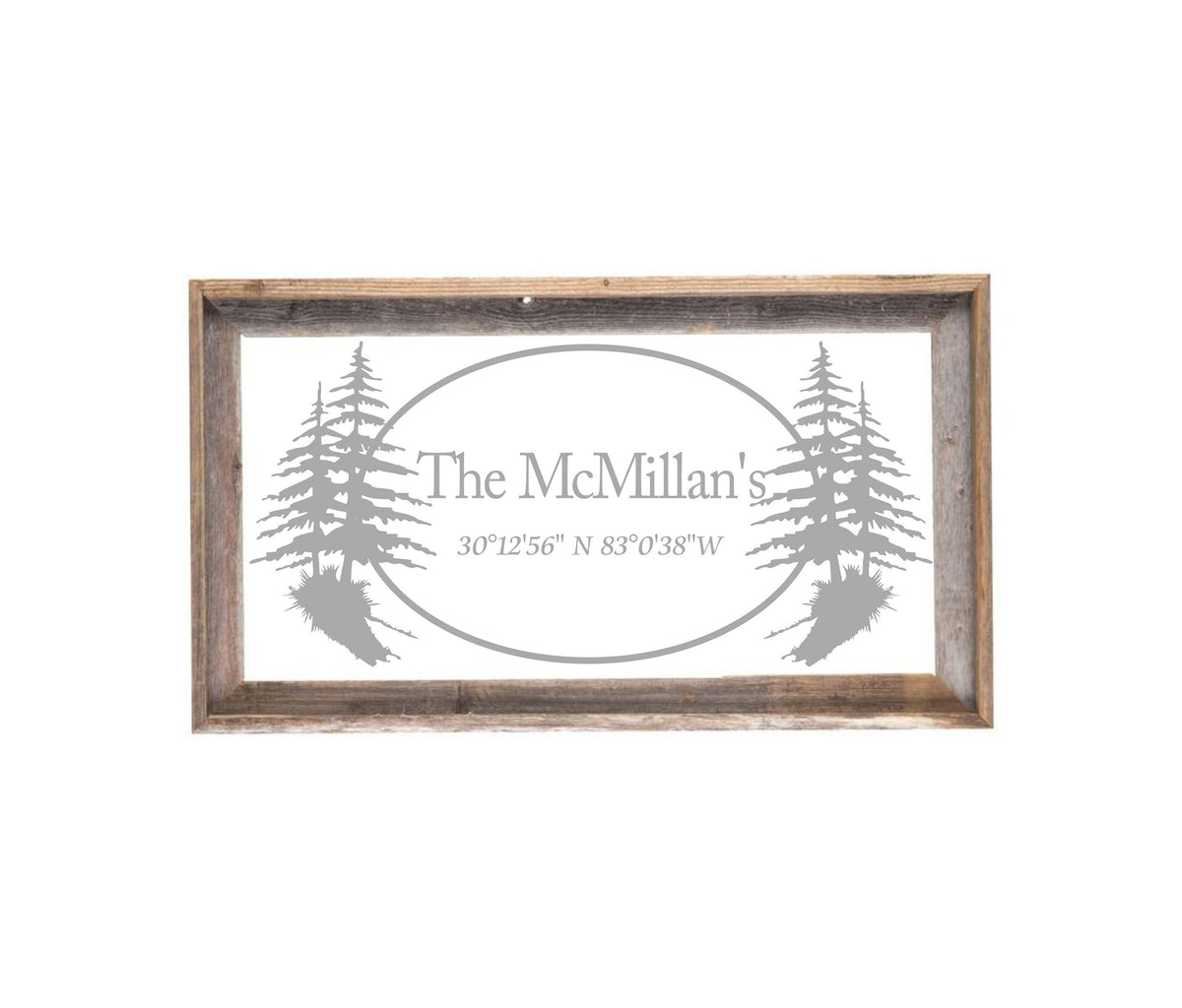 Personalized Pine Tree Barnwood Mirror|Large Mirror|Personalized Wall Mirror|Custom Engraved Mirror|barn wood mirror|Pine Tree Decor|12x24