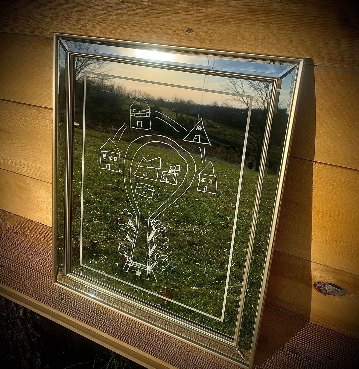 Custom Drawing Mirror|Mirrored Frame|Large Mirror|Personalized Art Work Sign|Laser Engraved Mirror|Custom Artwork Mirror|16x20