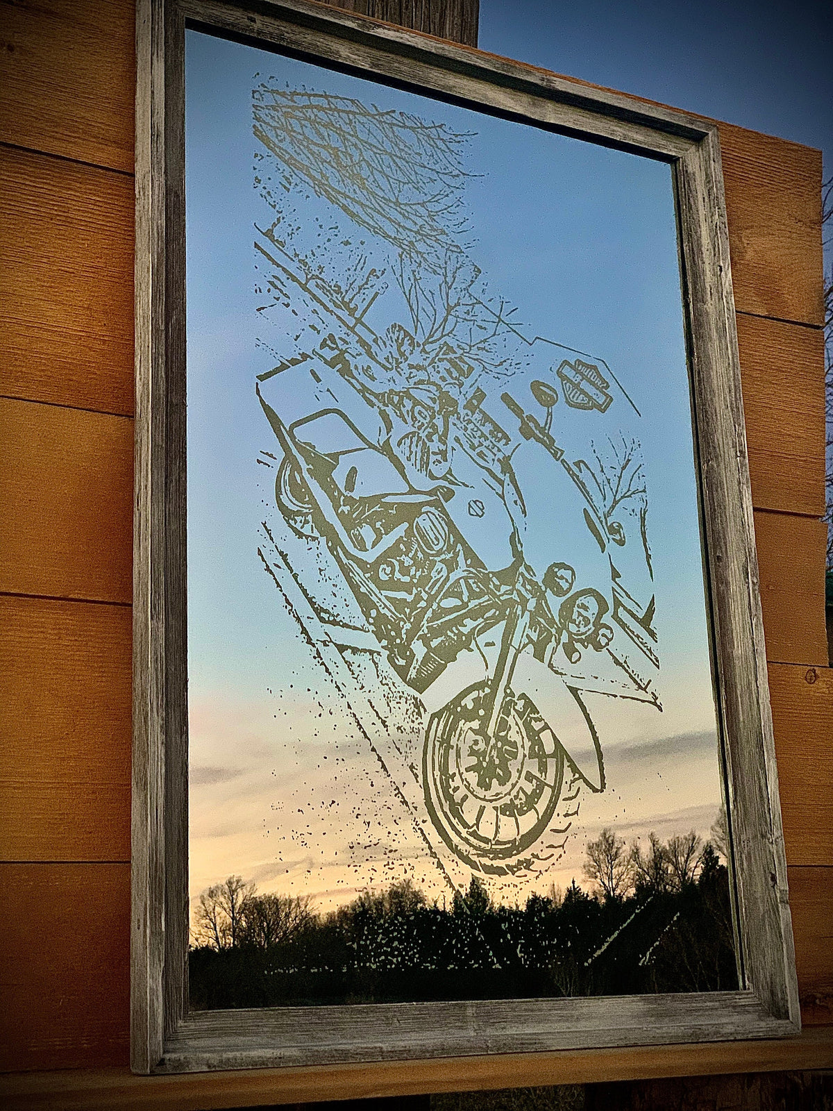 Custom Laser Engraved Photo Mirror|Laser Engraved Photo|Large Wall Mirror|Barnwood Wall Mirror|Large Photo Mirror|Photo Gift