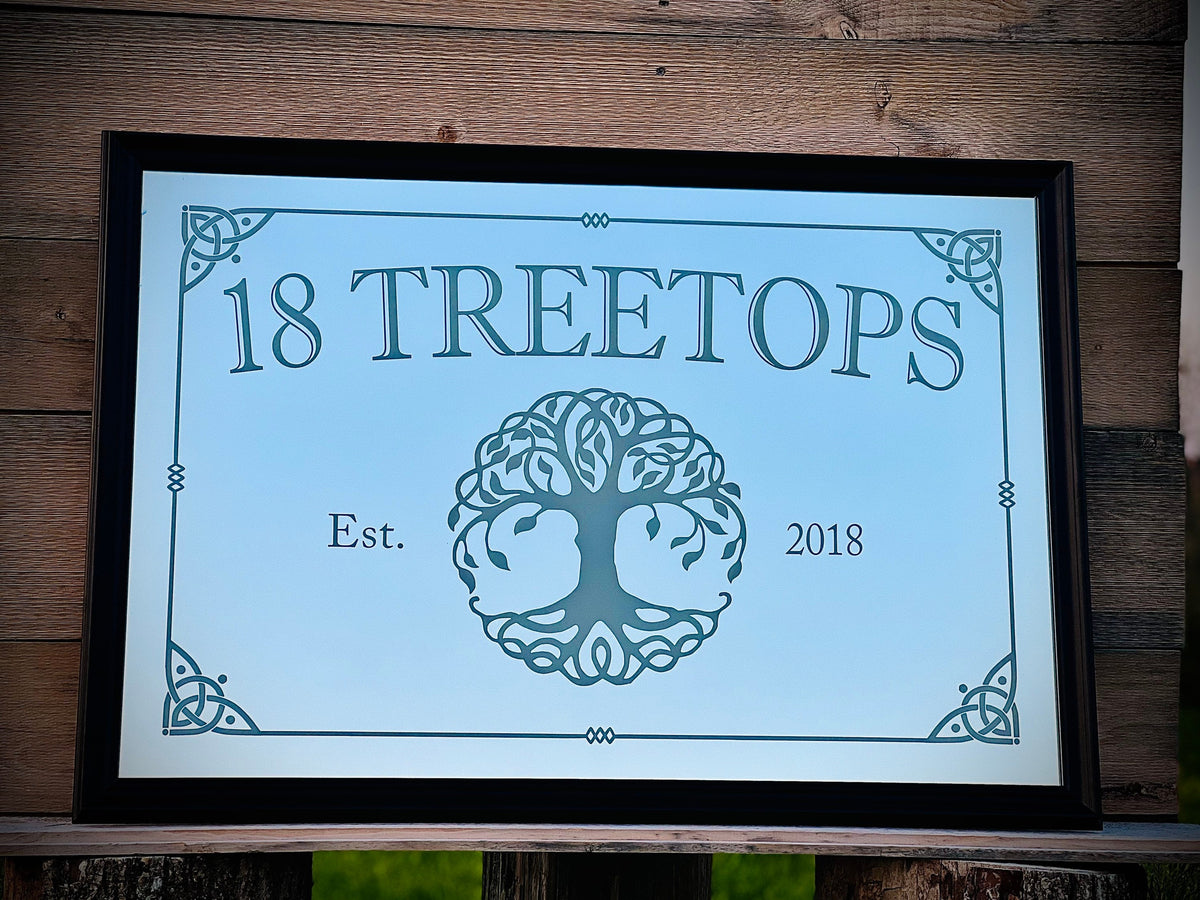 Personalized Entryway Mirror|Black Mirror|Celtic Tree of Life Wall Sign|Tree Mirror|Personalized Bar Mirror|Custom Engraved Mirror|24x36