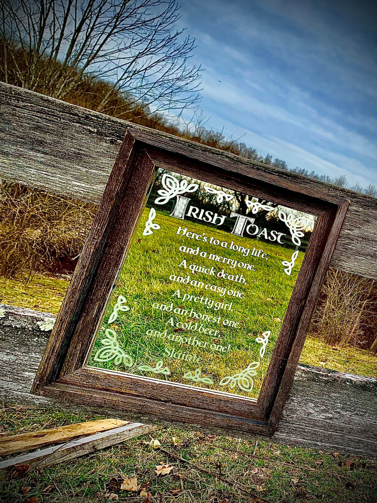 Personalized Irish Barnwood Mirror|Large Mirror|Personalized Blessing Mirror|Custom Engraved Mirror|barn wood mirror|11x14