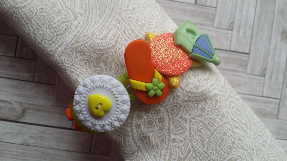 Summer Theme Children’s Button Bracelet|Stretch Bracelet|Fish|Hot Air Balloon|Flip Flop