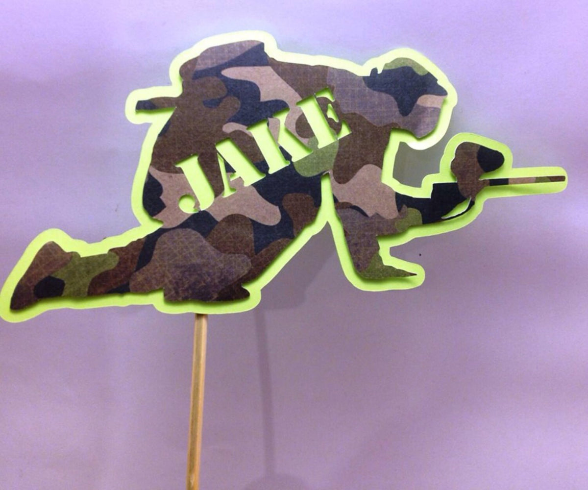 Handmade Paintball Cupcake Toppers or Centerpiece Stakes
