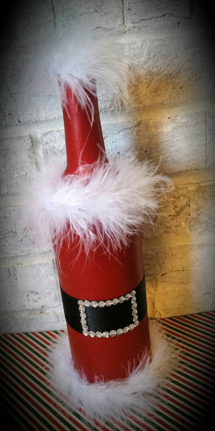 Santa wine bottle