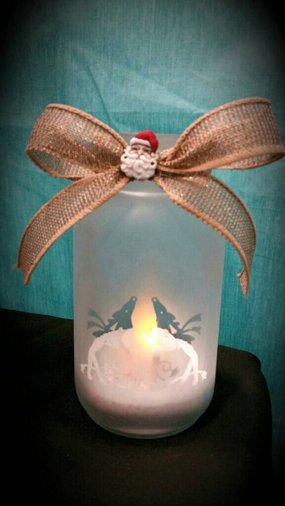 Frosted Reindeer Mason Jar Candle Holder|Reindeer Decoration|Reindeer Candle Holder|Christmas Candle Holder