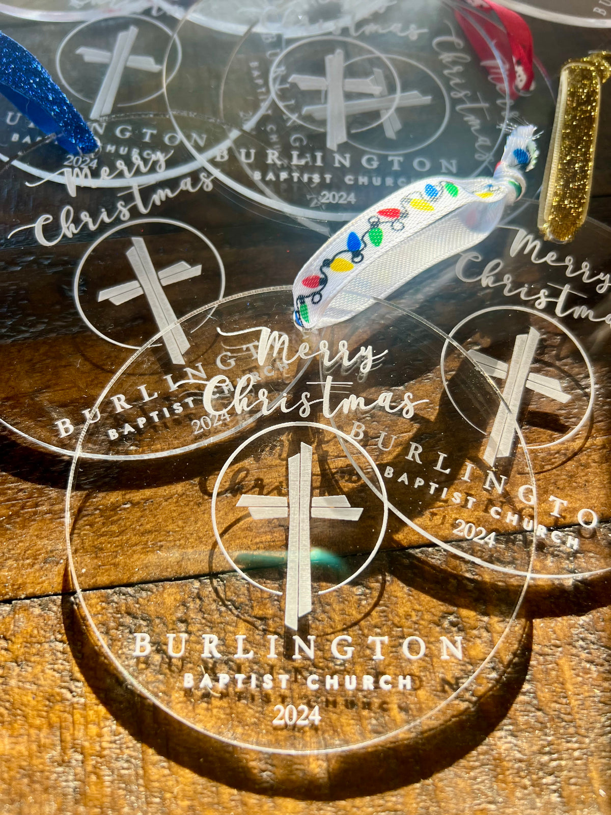 Personalized Engraved Acrylic Church Christmas Ornament|Acrylic Christmas Ornament|Personalized Church Ornament|Christmas Tree Ornament