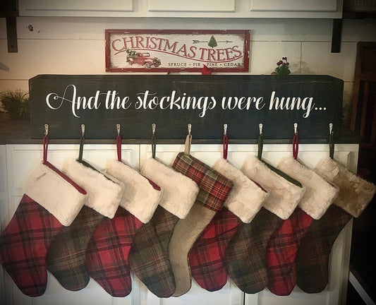 Personalized Distressed Black Stocking Hanger Box|Mantle Stocking Holder|Distressed Stocking Hanger|Fireplace Mantle Box|Fireplace Stocking