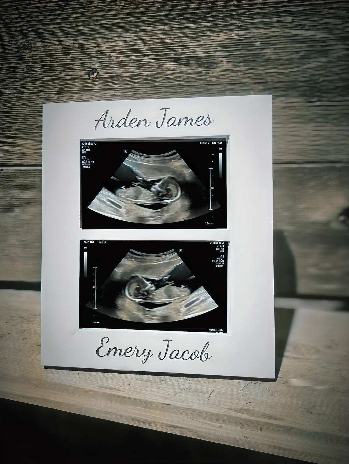 Customizable Laser Engraved Wood 4x6 Baby Sonogram Frame - Unique Baby Shower Gift