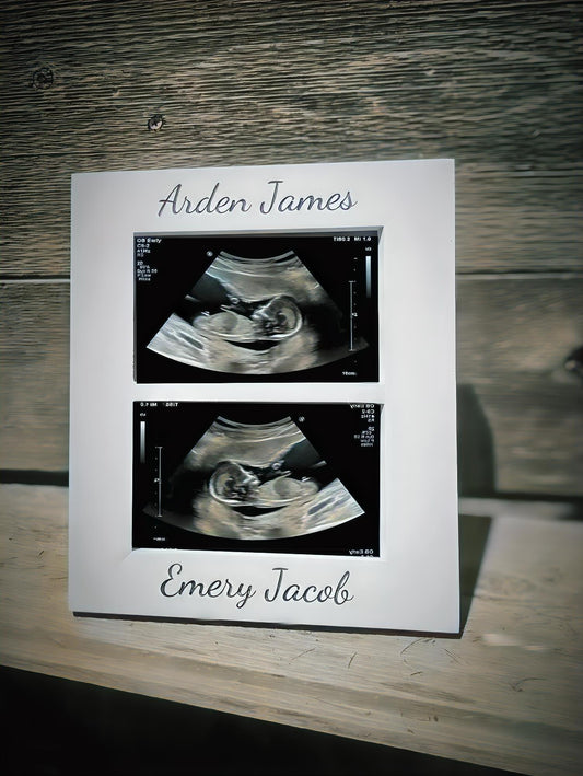 Customizable Laser Engraved Wood 4x6 Baby Sonogram Frame - Unique Baby Shower Gift