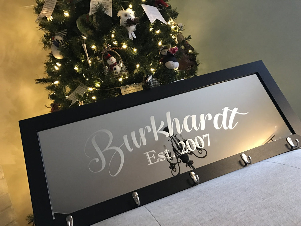 Custom Personalized Mirror Coat Rack, Mirror, Personalized Bar Mirror, Custom Engraved Mirror, Etched Bar Mirror, Custom Bar Mirror 12x36