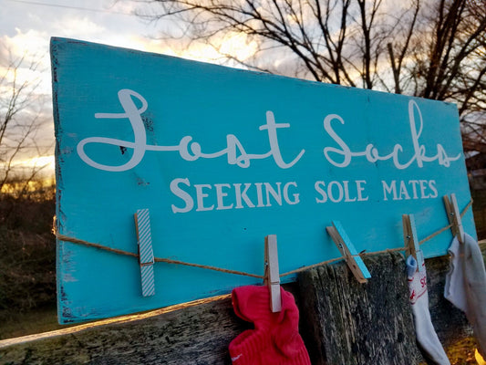 Distressed Hanging Rustic Reclaimed Barnwood Lost Missing Sock Sole Soul Mate