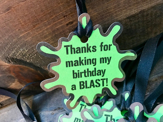 Handmade Paintball Paint Splat Favor Tags Goodie Goody Bag Tags, Camo, Camouflage, Paintball Favor Tag