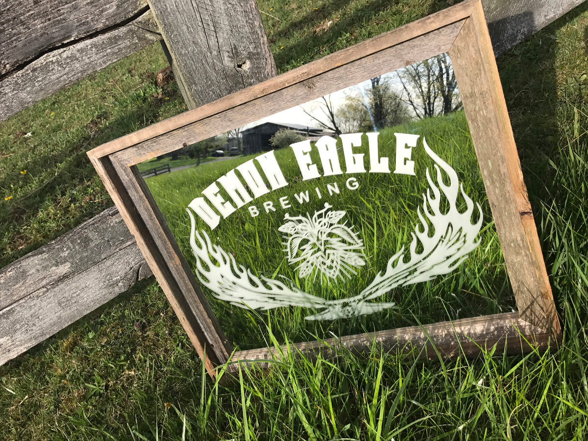 Custom Burning Eagle Barneood Framed Mirror|Large Bar Mirror|Personalized Bar Mirror|Custom Engraved Bar Mirror|16x20