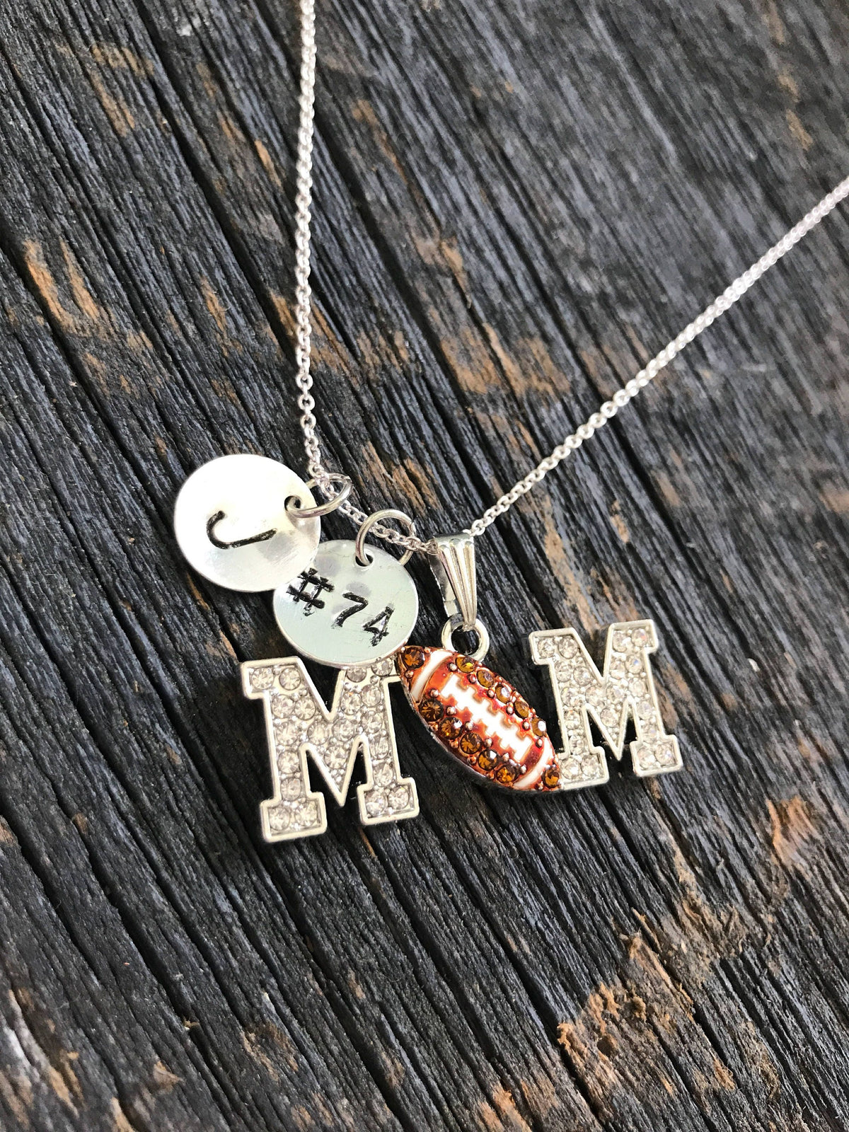 Personalized Football Mom Necklace Hand Stamped Necklace