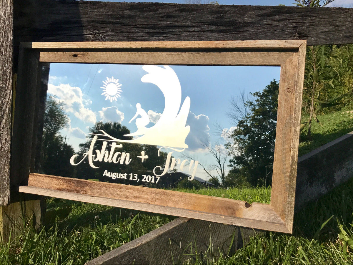 Personalized Barnwood Mirror, Large Mirror, Personalized Bar Mirror, Custom Engraved Mirror, barn wood mirror, Faith Wall Art, 12x24