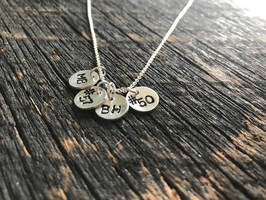 Personalized Football Basketball Baseball Soccer Number and Initial Necklace Hand Stamped Necklace