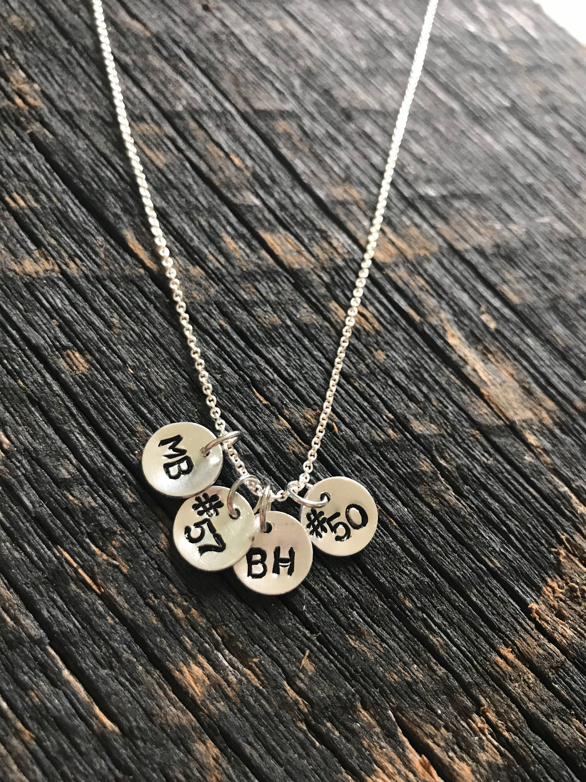 Personalized Football Basketball Baseball Soccer Number and Initial Necklace Hand Stamped Necklace