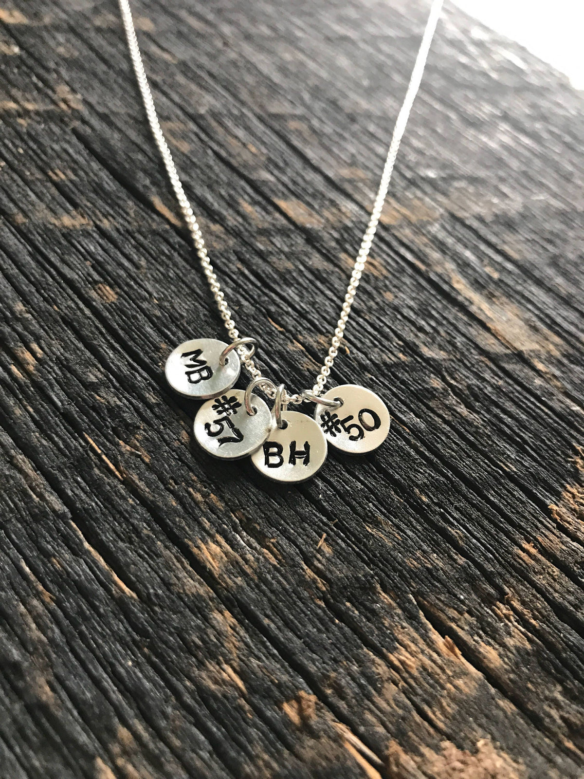 Personalized Football Basketball Baseball Soccer Number and Initial Necklace Hand Stamped Necklace