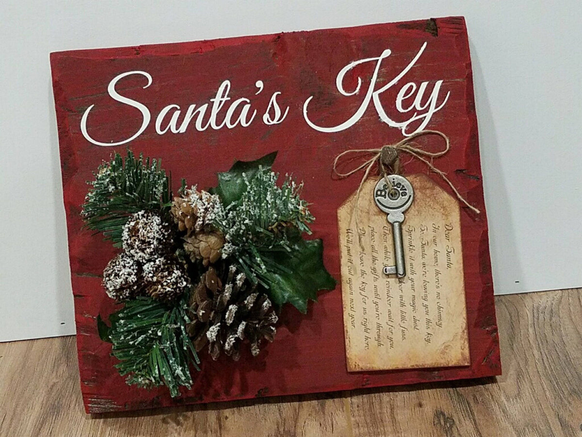 Santa’s Magic Key Sign|Hanging Christmas Sign|Farmhouse Christmas|St Nick Christmas|Hanging Magic Key Plaque|No Chimney Christmas Sign