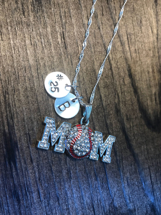 Personalized Baseball Mom Necklace Hand Stamped Necklace, Baseball Necklace, Baseball Jewelry, Personalized Baseball Necklace