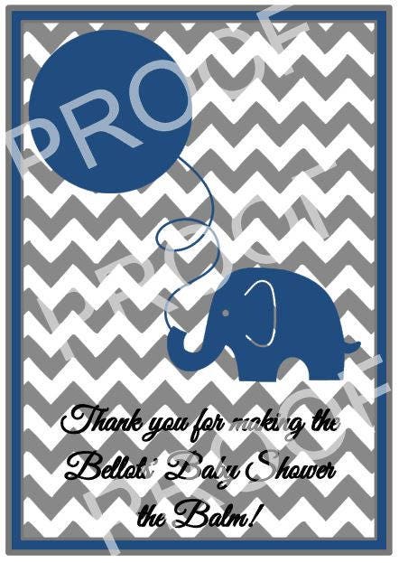 Custom Elephant Baby Shower Favor Card Tag EOS Favor Tag Lip Balm Favor Tag
