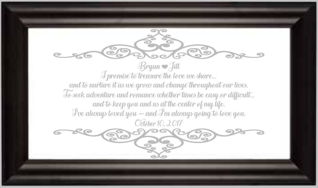 Custom Personalized Wedding Vow Mirror, Personalized Wedding Mirror, Custom Engraved Mirror, Etched Bar Mirror, Custom Bar Mirror 12x24
