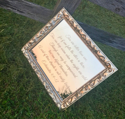 Personalized Mirror, Large Mirror, Custom Ornate Mirror, Custom Engraved Mirror, Etched Mirror, Custom 16x20 Champagne Frame Mirror
