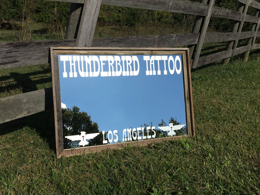 Custom Tattoo Business Mirror|Large Logo Mirror|Personalized Bar Mirror|Custom Engraved Mirror|Etched Business Mirror|Bar Mirror 24x36