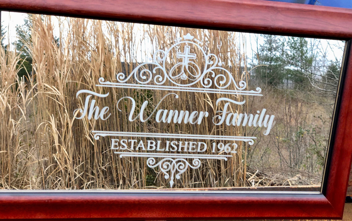 Custom Faith Family Mirror, Large Mirror, Personalized Bar Mirror, Custom Engraved Mirror, Etched Bar Mirror, Custom Bar Mirror 12x24