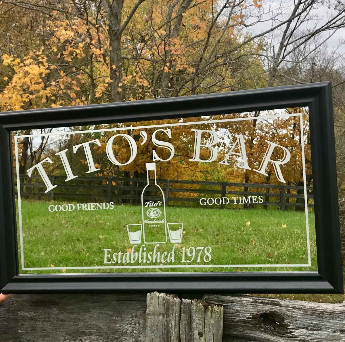 Custom Personalized Dog Bar Mirror, Large Mirror, Personalized Bar Mirror, Custom Engraved Mirror, Black mirror, 12x24