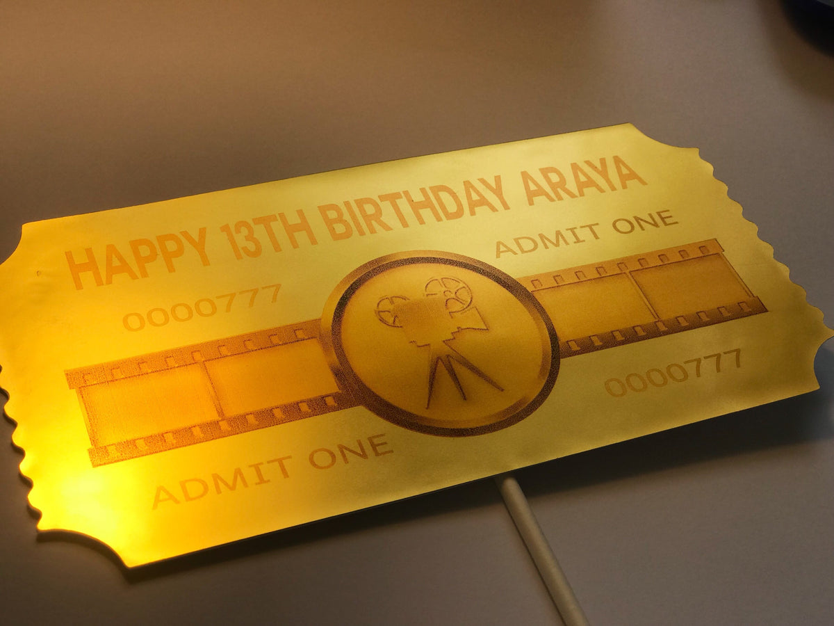 Handmade Golden Ticket Cupcake, Cake Toppers or Centerpiece Stakes