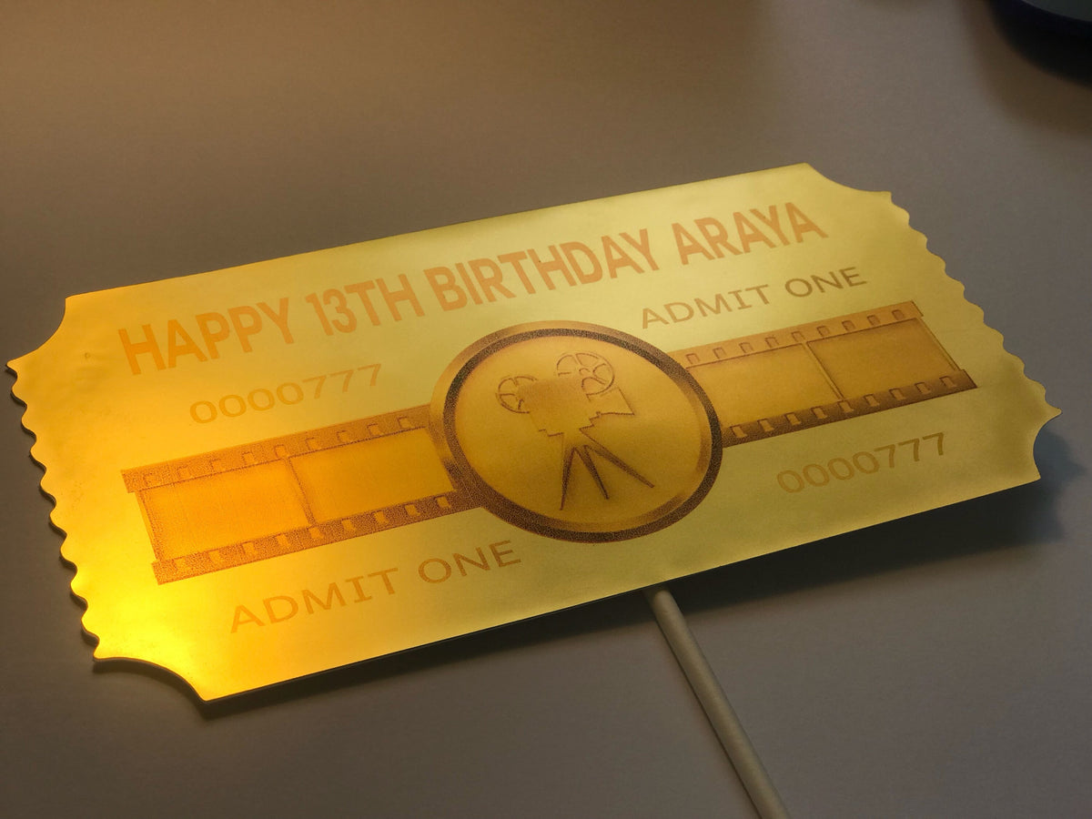 Handmade Golden Ticket Cupcake, Cake Toppers or Centerpiece Stakes