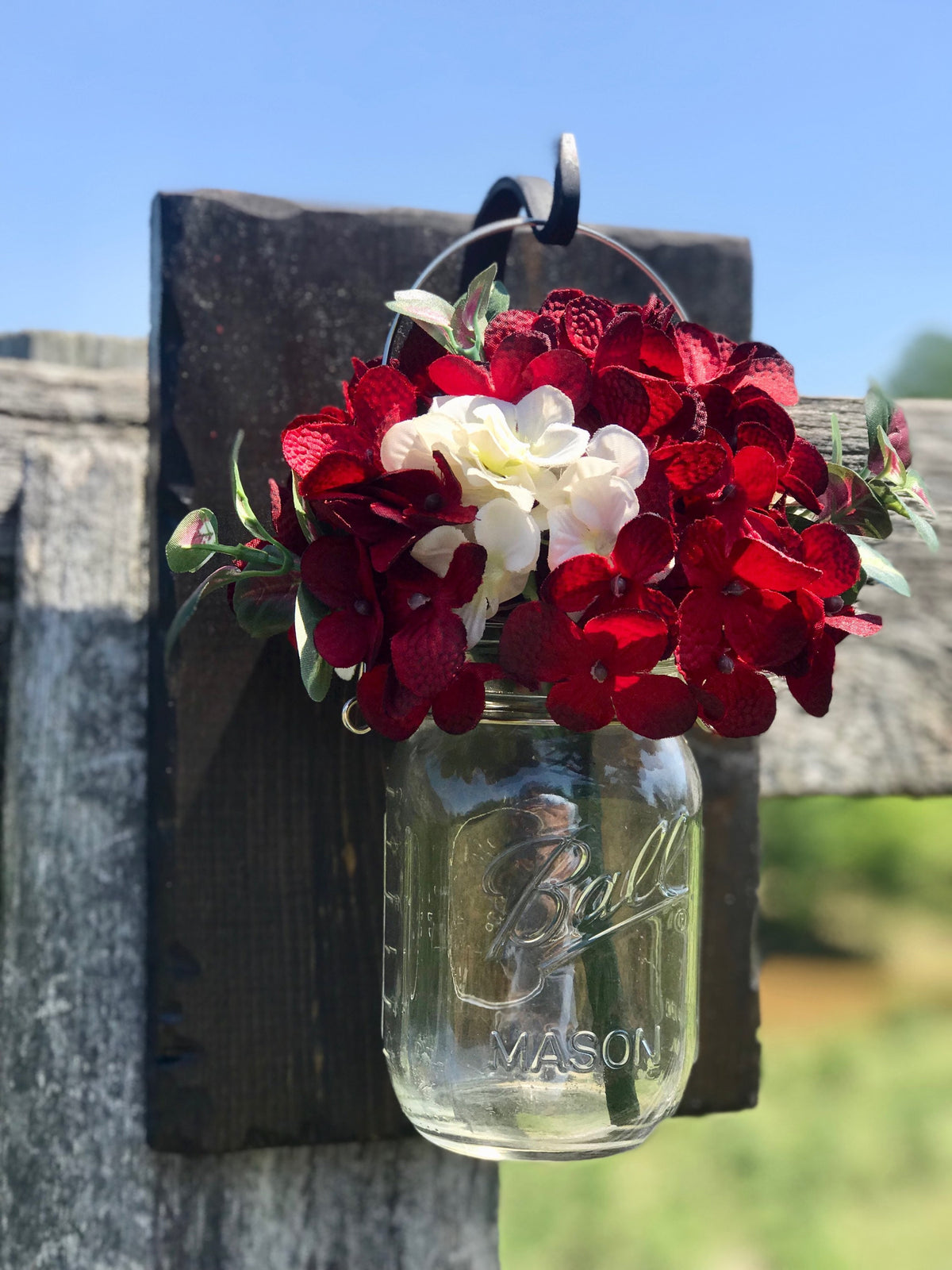 Rustic Mason Jar Wall Sconce with Flowers, Country Home Decor, Wall Sconces, Rustic Wall Sconce, Farmhouse Decor, Farmhouse Wall Sconce