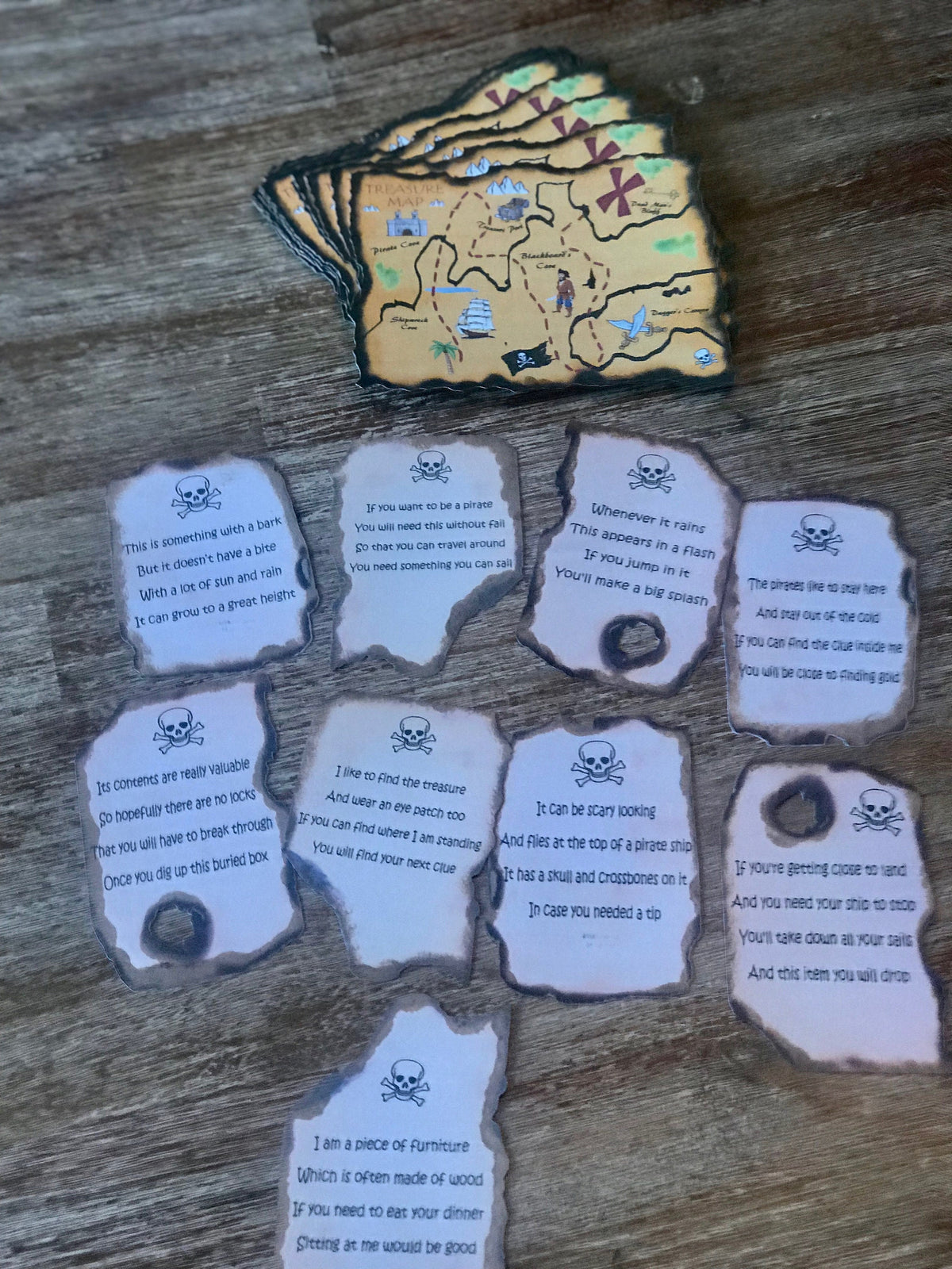Rustic Pirate Treasure Hunt Game, Scavenger Hunt Game, Pirate Birthday Party, Treasure Map Birthday, Treasure Map Game with Clues