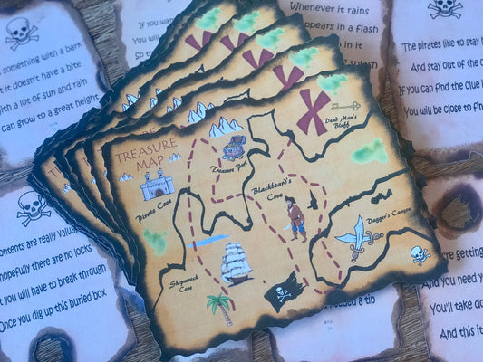 Rustic Pirate Treasure Hunt Game, Scavenger Hunt Game, Pirate Birthday Party, Treasure Map Birthday, Treasure Map Game with Clues
