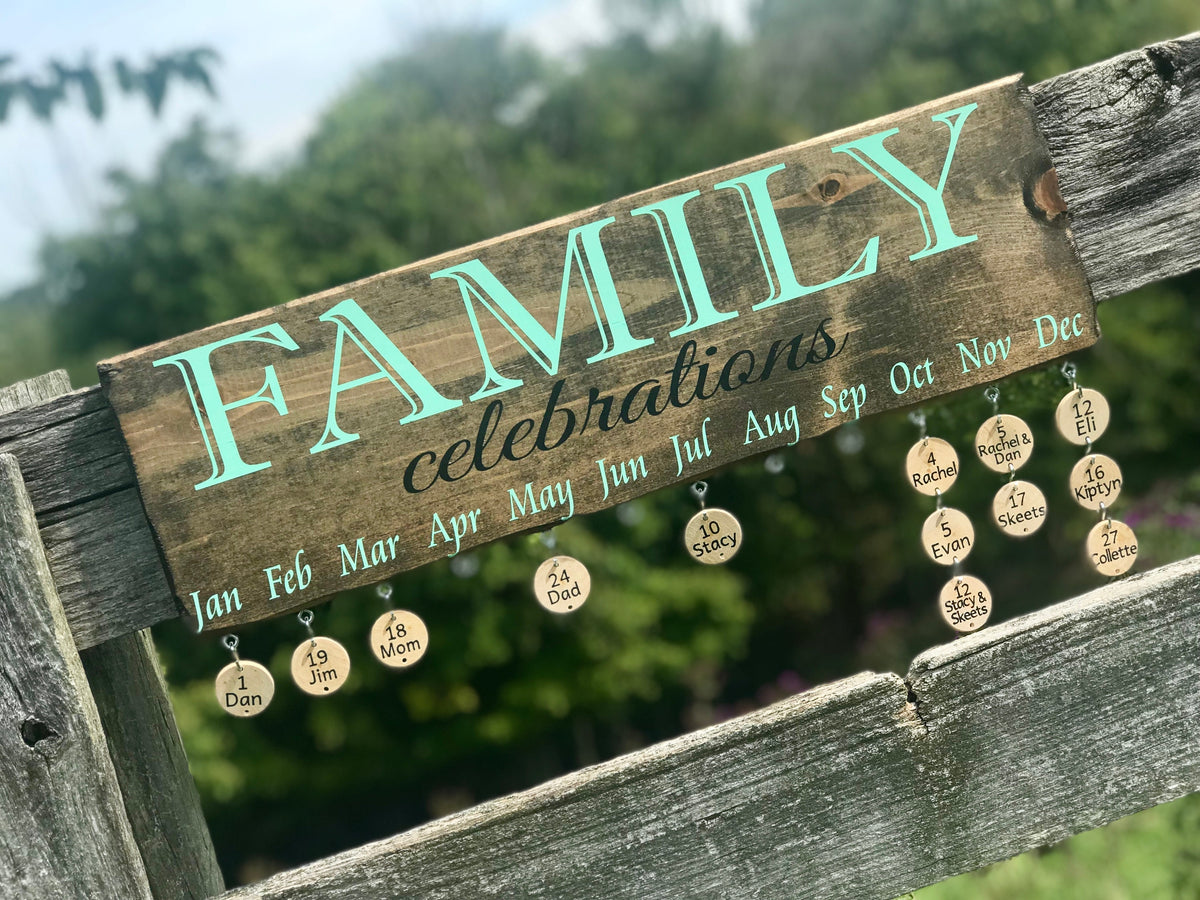 Personalized Stained Distressed Hanging Rustic Reclaimed Barnwood Barn Family Celebration Wall Hanging, Family Birthday Board, Celebration