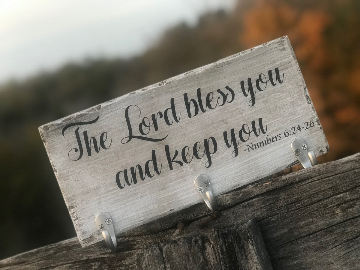 Custom Hanging Wood Key Holder, Housewarming Gift, Faith Decor, Bible Verse, Prayer Housewarming