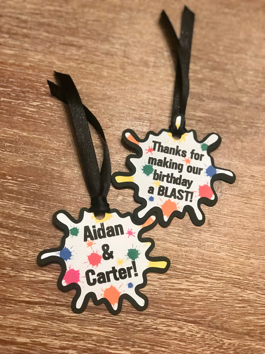 Personalized Paintball Souble Sided Paint Splat Favor Tags Goodie Goody Bag Tags, Paintball Favor Tag, Paintball Party, Paintball Birthday,