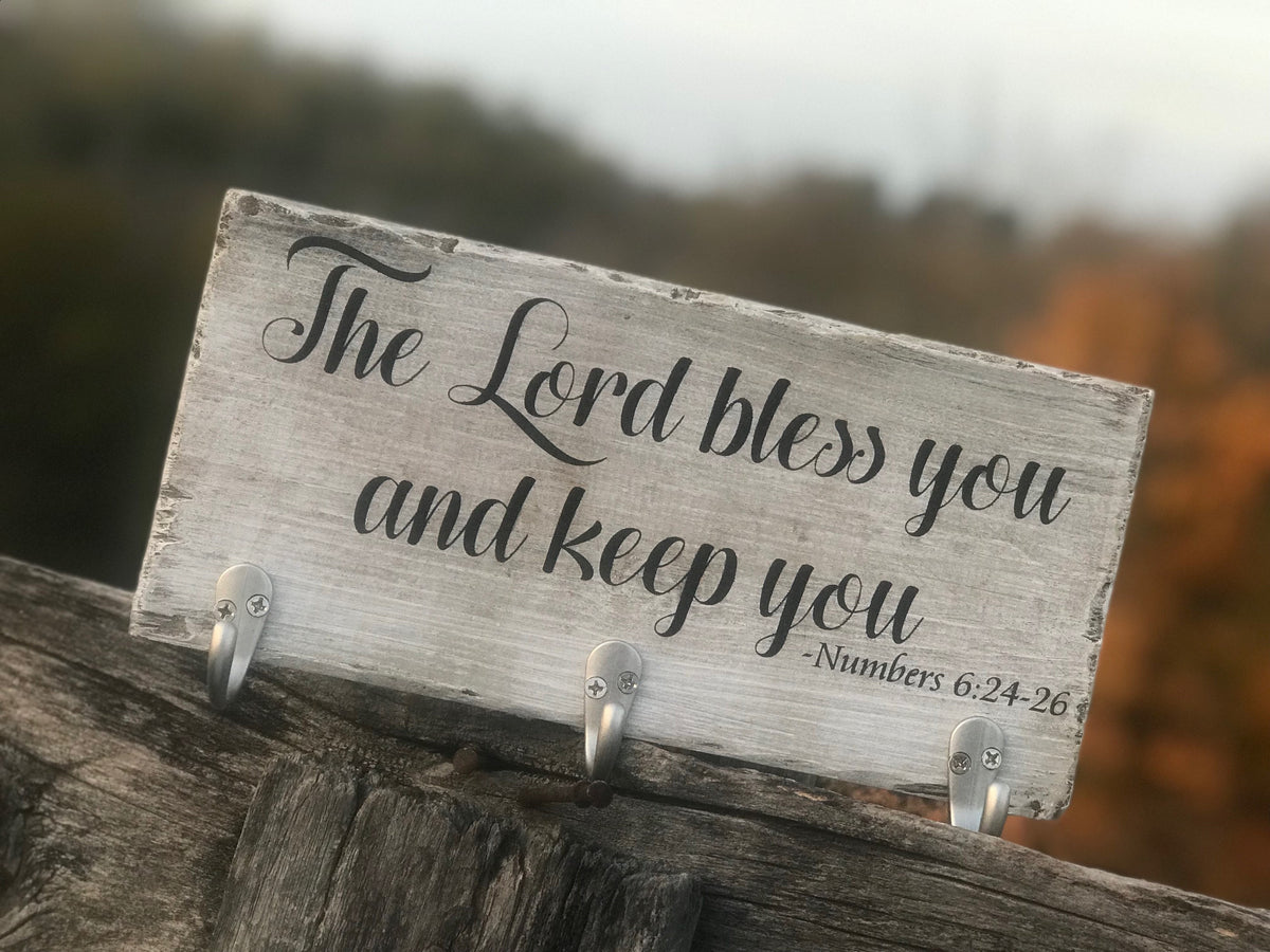 Custom Hanging Wood Key Holder, Housewarming Gift, Faith Decor, Bible Verse, Prayer Housewarming