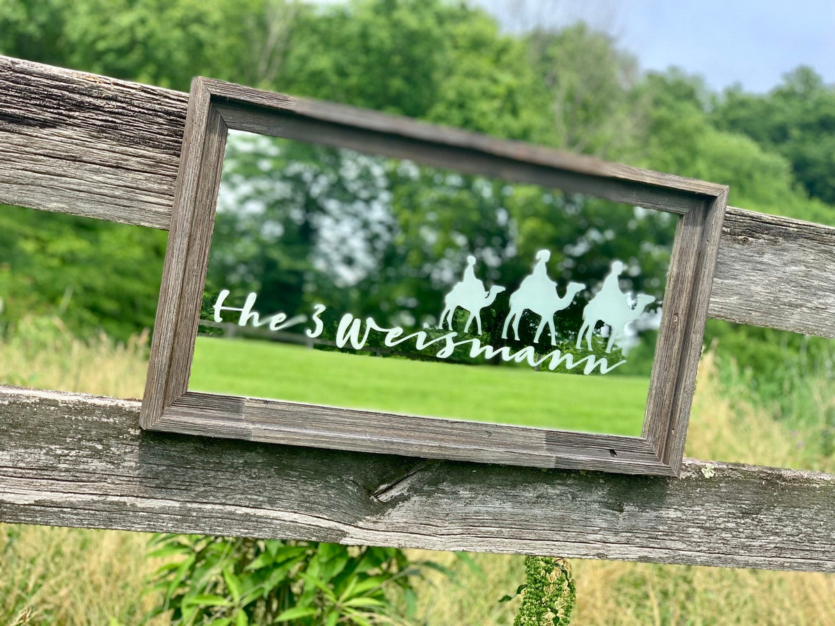 Personalized Barnwood Mirror, Large Mirror, Personalized Bar Mirror, Custom Engraved Mirror, barn wood mirror, Faith Wall Art, 12x24